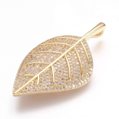 COLGANTE B/O HOJA GRD CON ZIRCONES 42X23MM1
