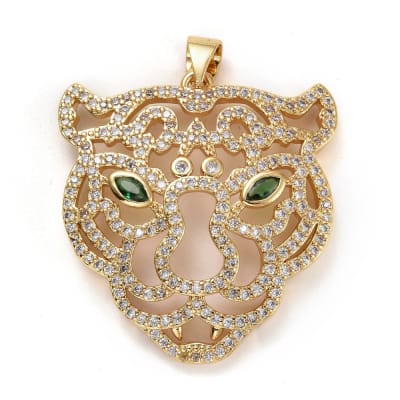 COLGANTE B/O TIGRE ZIRCON TRANSP. Y VERDE 28MM1