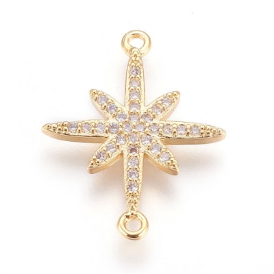 CONECTOR ESTRELLA GUIA B/ORO ZIRCON 22.5X17.5X1.8MM2