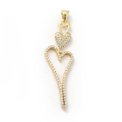COLGANTE B/ORO TRIPLE CORAZON C/ZIRCONES 44X13MM1