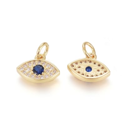COLGANTE B/ORO OJO TURCO AZUL ZIRCON 9X11MM2