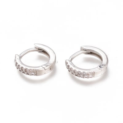AROS LISTOS B/PLATINO HUGGIE CON ZIRCONES 12MM