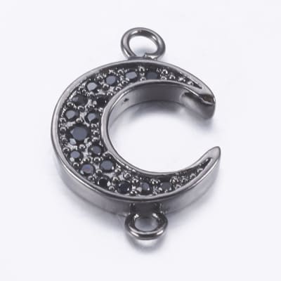 COLGANTE LUNA INVERTIDA GUNMETAL CON ZIRCONES 16X11MM