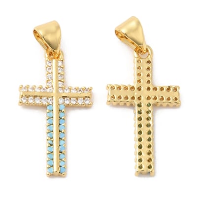 COLGANTE B/O CRUZ BORDE ZIRCON 22X12MM