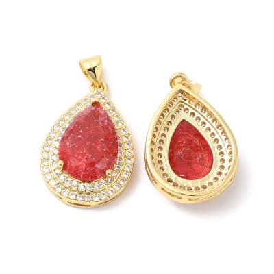 COLGANTE B/O GOTA ZIRCONES CRISTAL ROJO 24X16MM