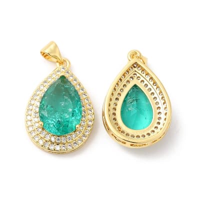 COLGANTE B/O GOTA ZIRCONES CRISTAL VERDE 24X16MM1