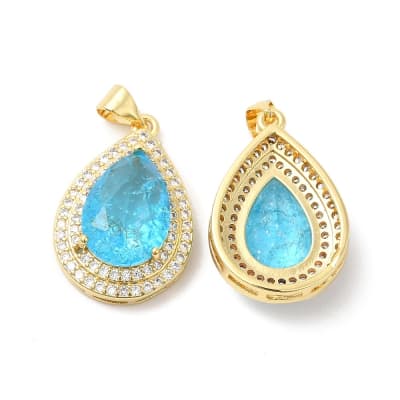 COLGANTE B/O GOTA ZIRCONES CRISTAL AZUL CIELO 24X16MM
