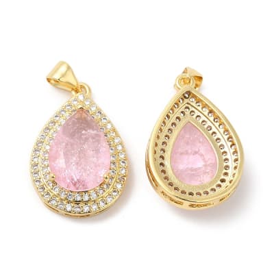 COLGANTE B/O GOTA ZIRCONES CRISTAL ROSA 24X16MM1