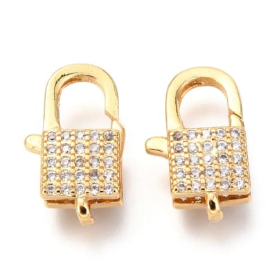 BROCHE B/ORO TIPO CANDADO ZIRCON 17X10MM