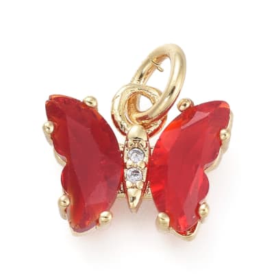 COLGANTE B/O MARIPOSA DE CRISTAL ROJA 11X9MM1