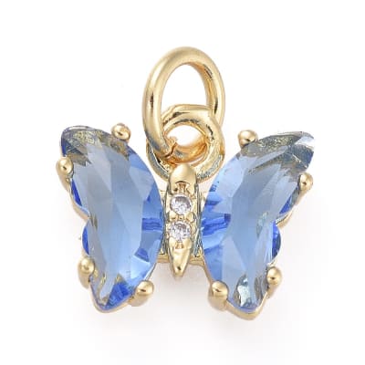 COLGANTE B/O MARIPOSA DE CRISTAL AZUL ACIANO 11X9MM1