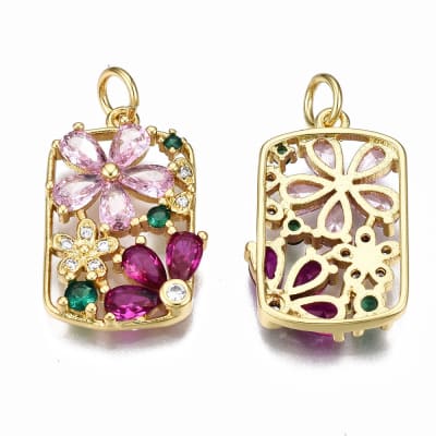 COLGANTE B/O ROSAS CON ZIRCONES 22X14MM1