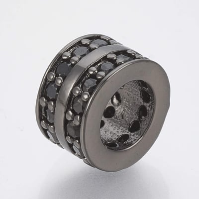 PASADOR TUERCA GUNMETAL ZIRCONES NEGROS 9X6MM1