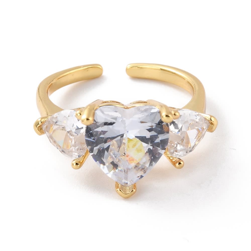 ANILLO AJUSTABLE B/O TRIPLE CORAZON TRANSPARENTE