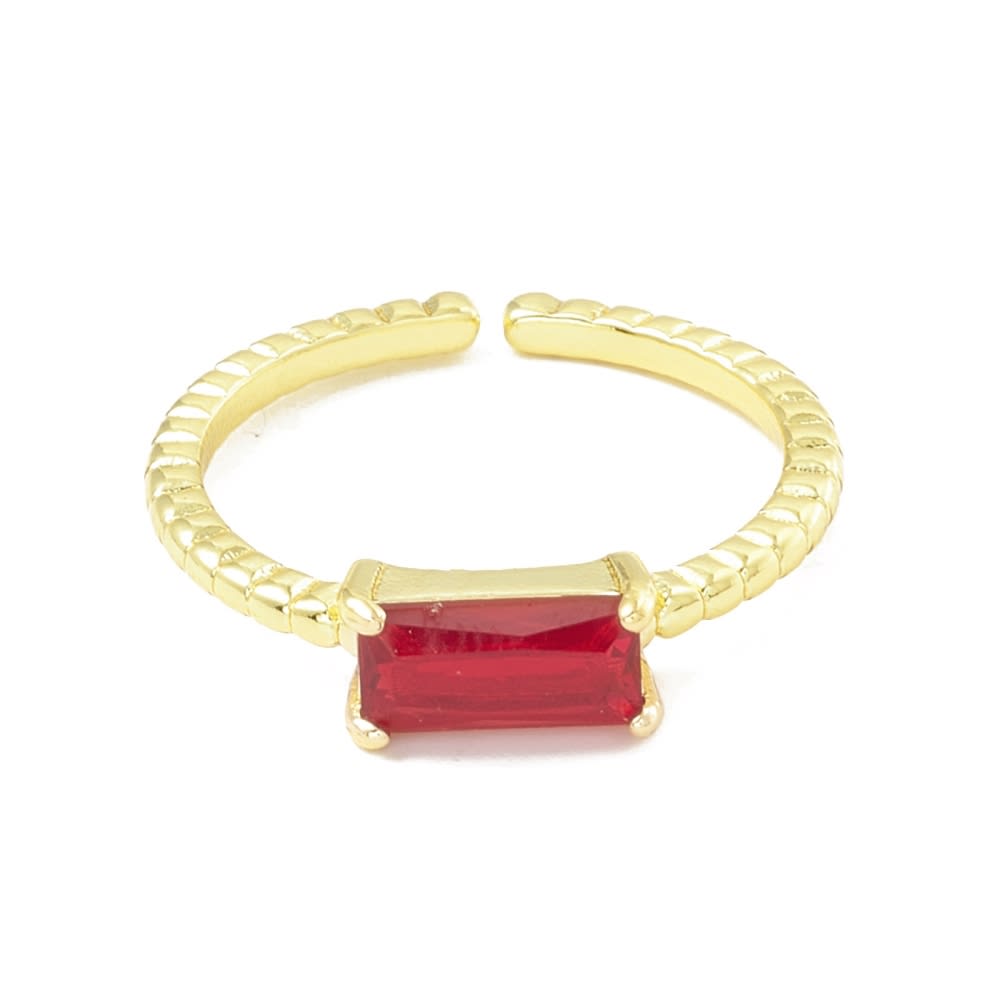 ANILLO AJUSTABLE B/O RECTANGULO DE ZIRCON AZUL