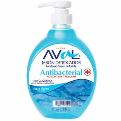Aval jabón liquido antibacterial Agua Marina 400ml