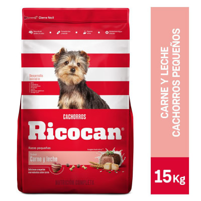 Saco ricocan cachorro carne y leche x 15 KG1