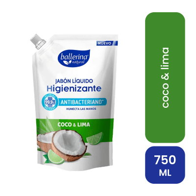 Ballerina jabón liquido antibacterial coco y lima 750ML
