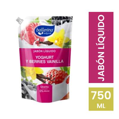 Ballerina jabon liquido YOGURT BERRIES Y VAINIL 750 ML