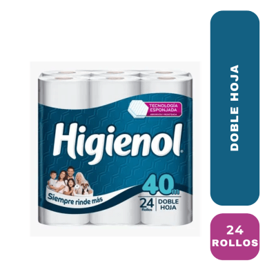 Higienol Papel Higiénico Doble Hoja 24 Rollos x 40m