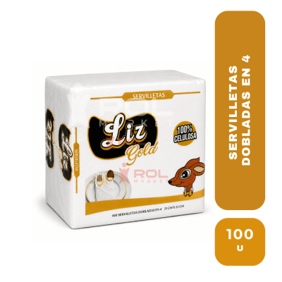 Liz gold servilleta doblada en 4 x 100 unidades1
