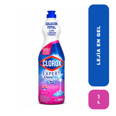 Clorox Expert Cloro Gel 5 en 1 Magia Floral 1L – Lejía en Gel con Acción Desinfectante1