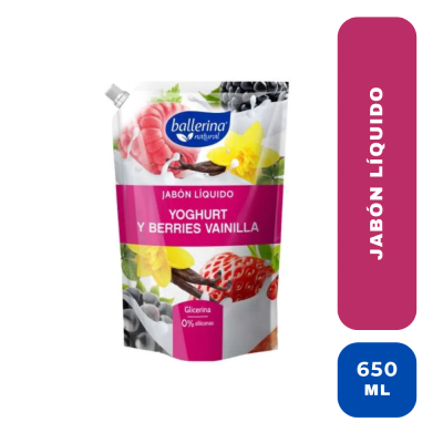 Ballerina jabon liquido YOGURT BERRIES Y VAINIL 650 ML