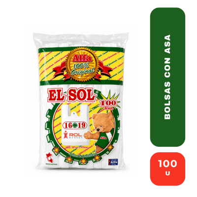 El Sol 16 x 19 bolsas blancas con asa
