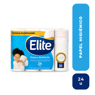 Elite celeste Papel Higiénico Suave y Resistente 24 Rollos1