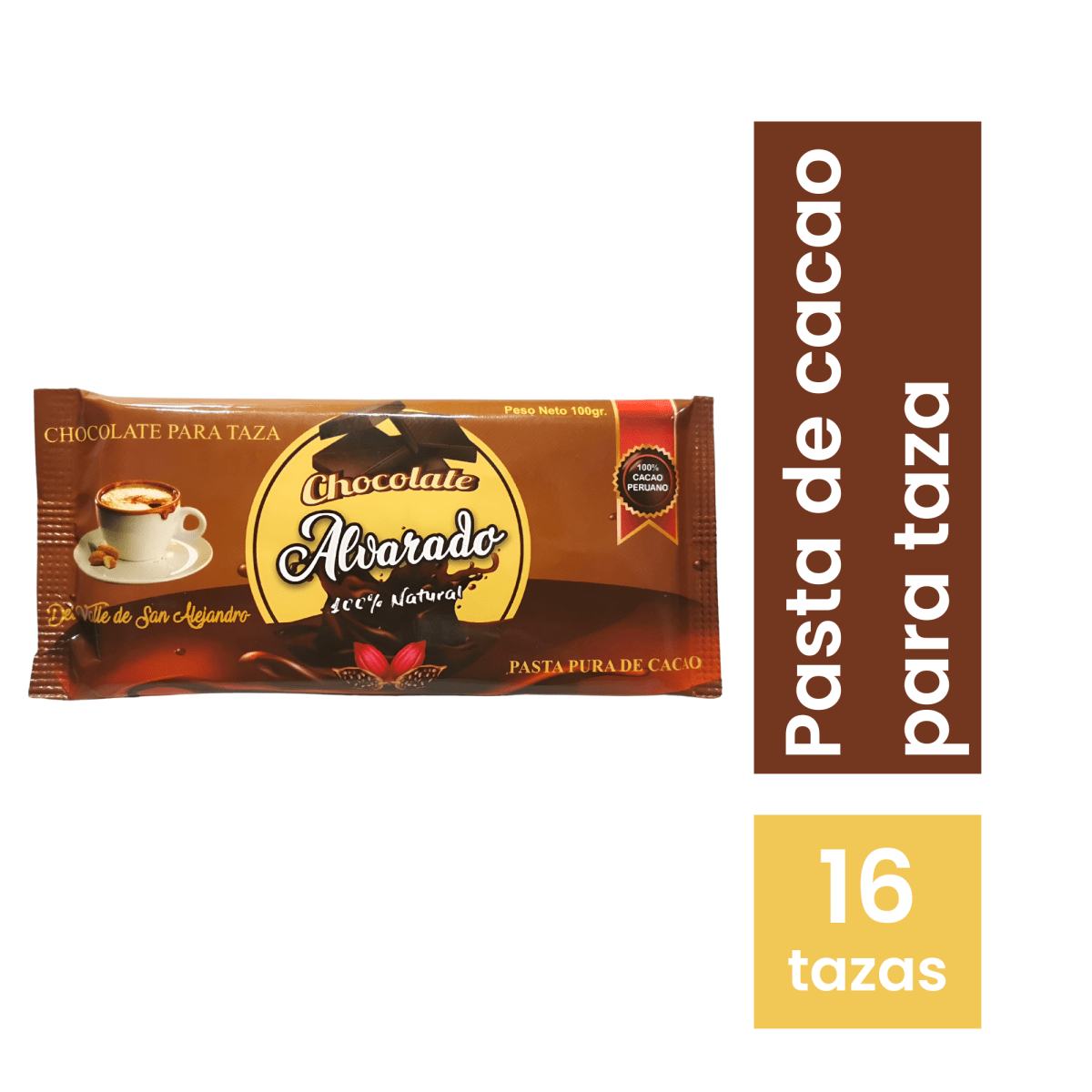 Chocolate Alvarado pasta pura de cacao x 100 gr