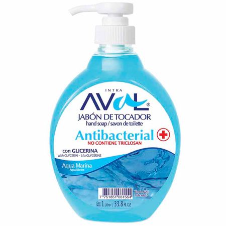 Aval jabón liquido antibacterial Agua Marina 400ml