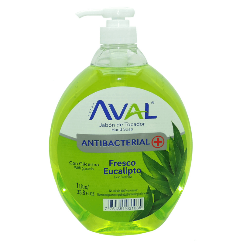 Aval jabon liquido antibacterial fresco eucalipto 1 litro
