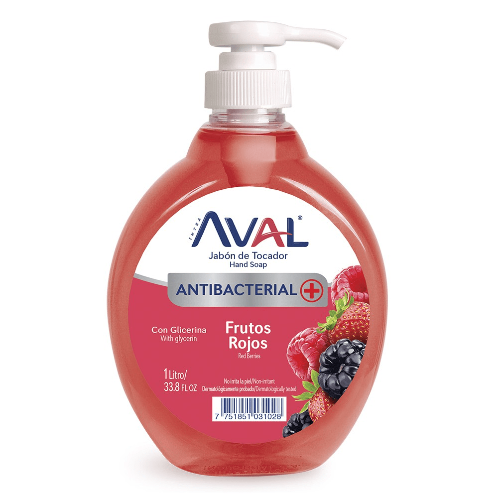 Aval jabon liquido antivacterial frutos rojos 1 litro