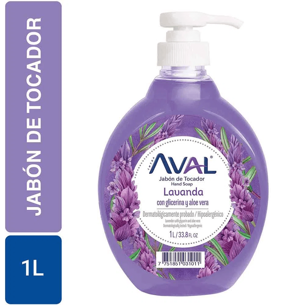 Aval jabon liquido lavanda con glicerina y aloe vera 1 litro