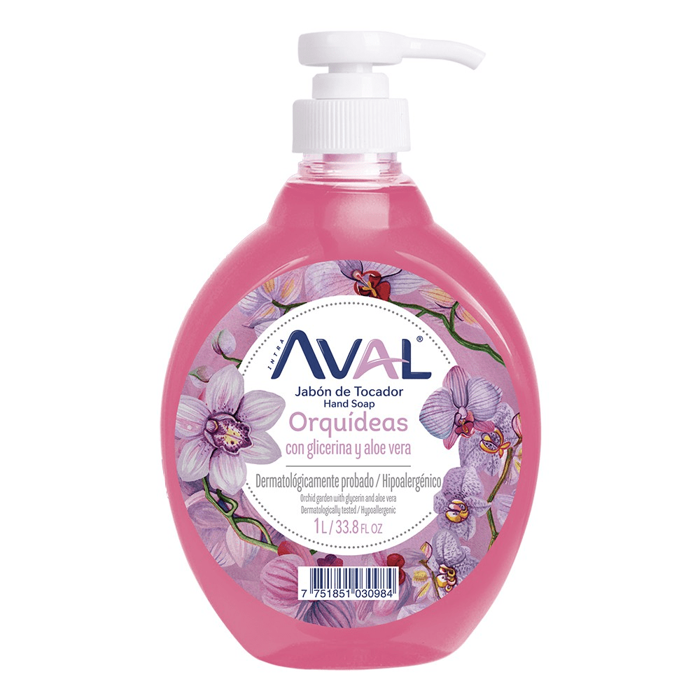 Aval jabón liquido orquideas con glicerina y aloe vera 1 litro 