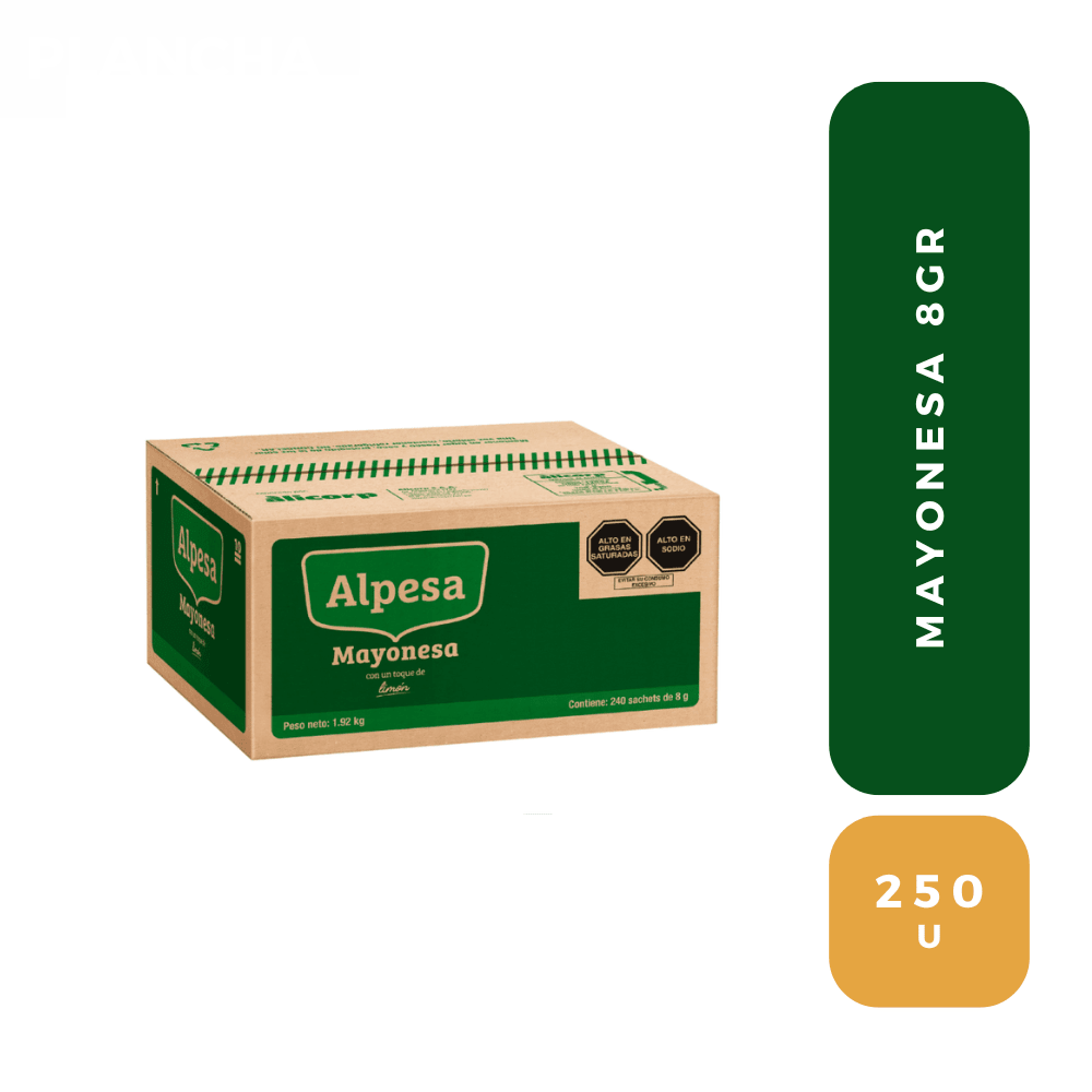 Cj alpesa mayonesa personal 250 u x 8 gr