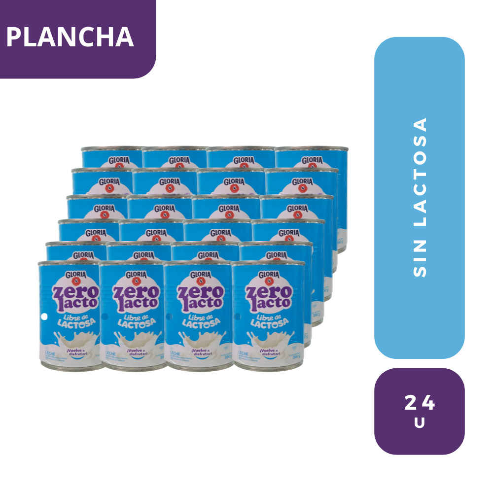 Plancha gloria sin lactosa EVAPORADA 390 GR X 24 unidades