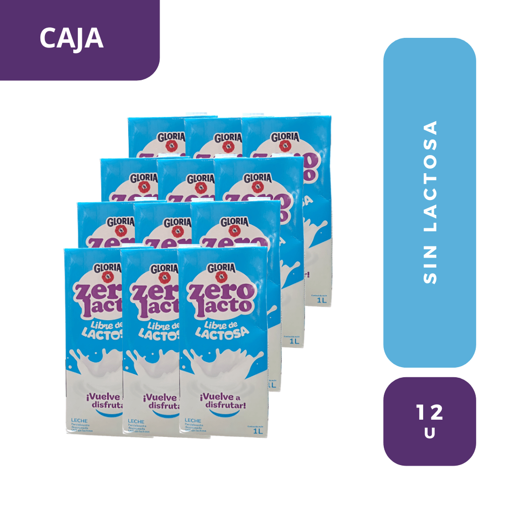CJ gloria sin lactosa UHT en caja 1 lt x 12 unidades
