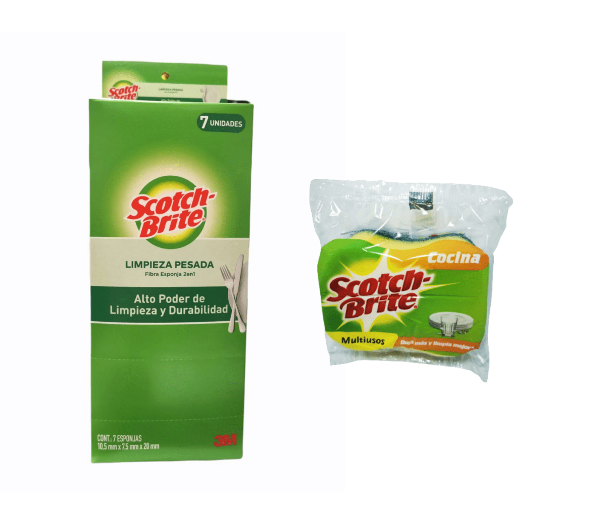 Scotch-Brite Baguette à vaisselle, très résistante, avec tête à récurer