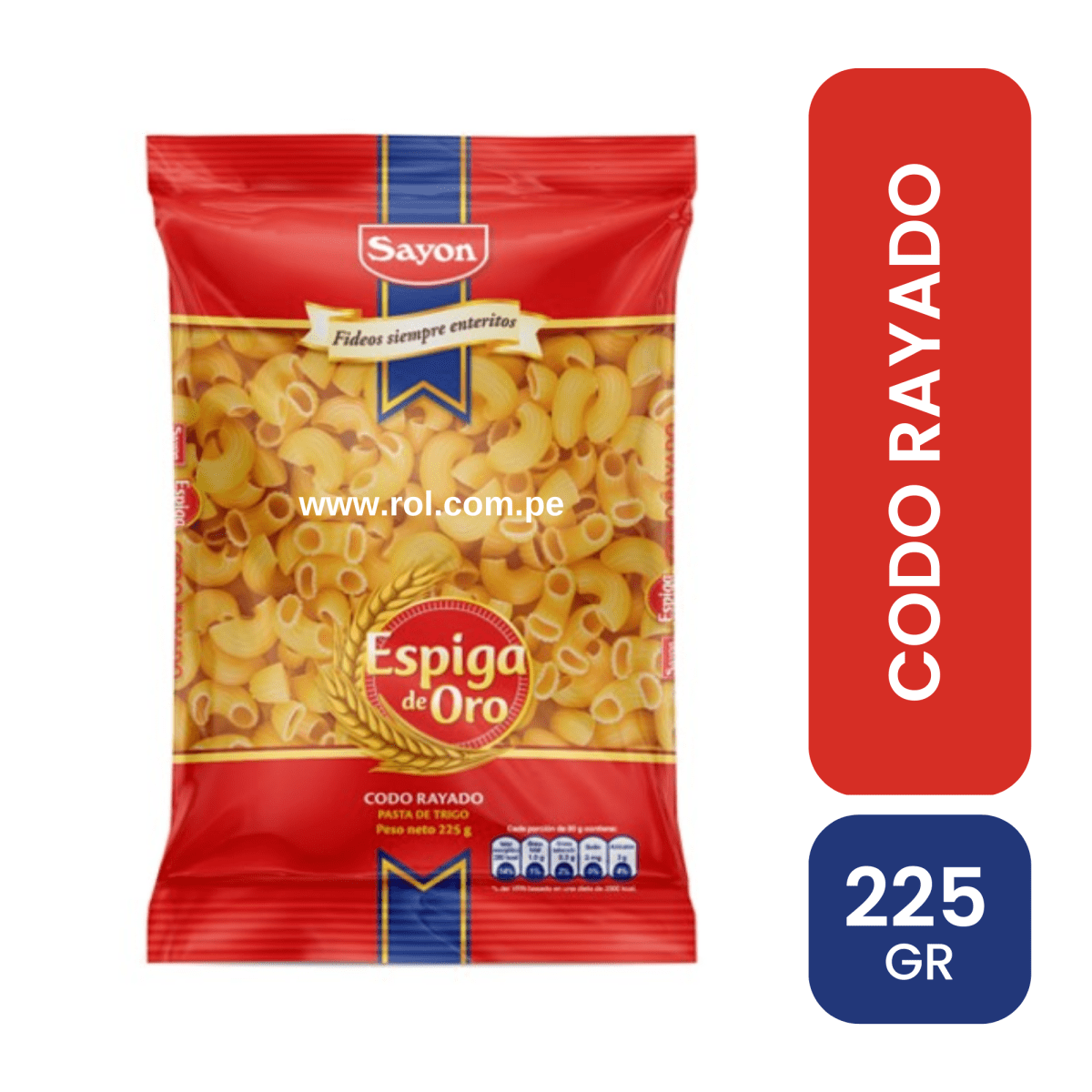 Espiga de oro codo rayado 225 GR