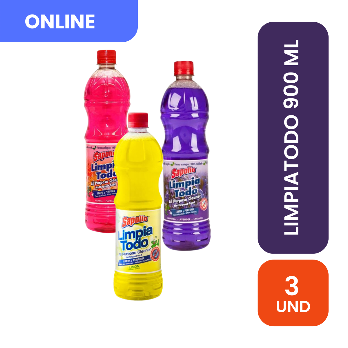 Sapolio limpiatodo 900 ml x 03 unid