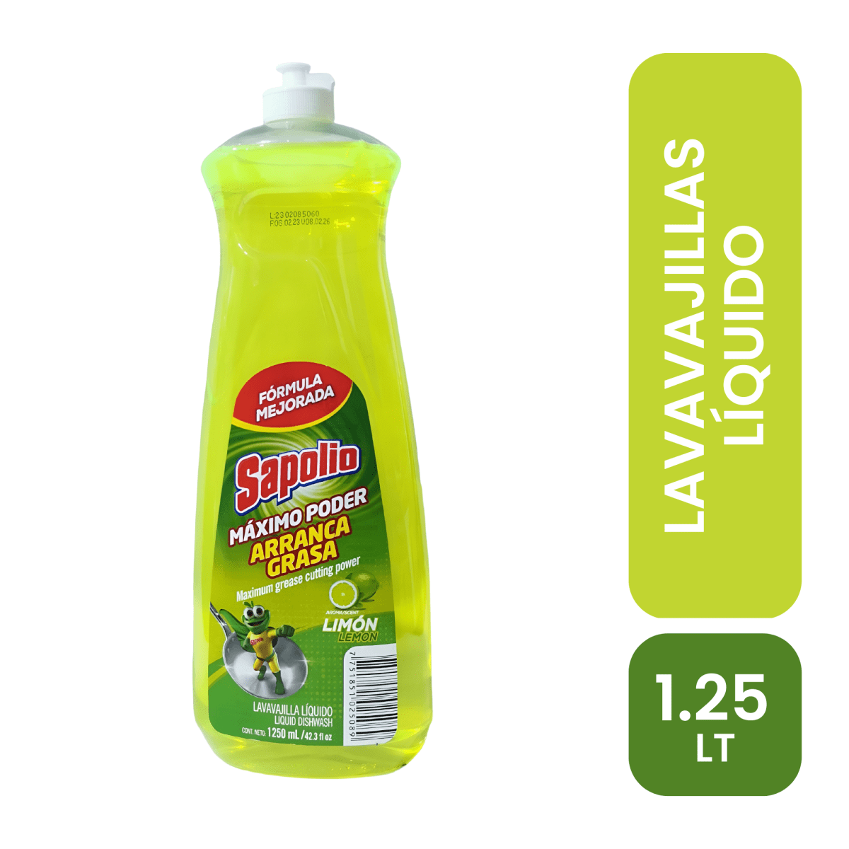 Sapolio lavavajillas liquido limón 1.25 Lt