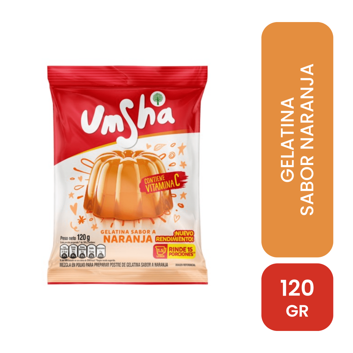Umsha gelatina sabor a naranja 120 gr