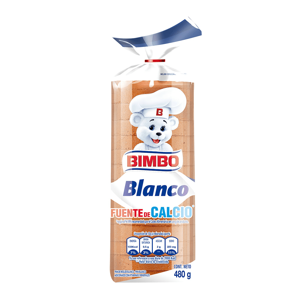 Bimbo pan de molde blanco grande 480 gr