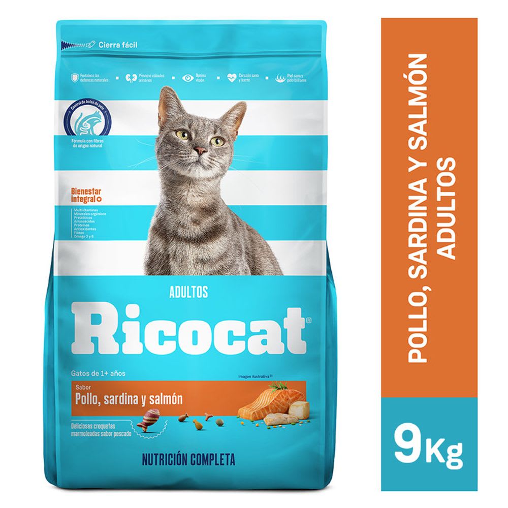 Saco ricocat pollo , sardina y salmón  X 9 KG