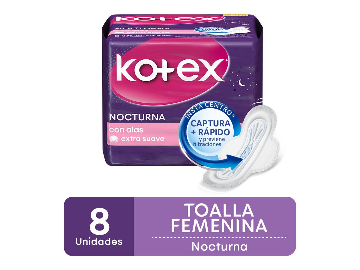 Kotex noctura con alas x 8 toallas