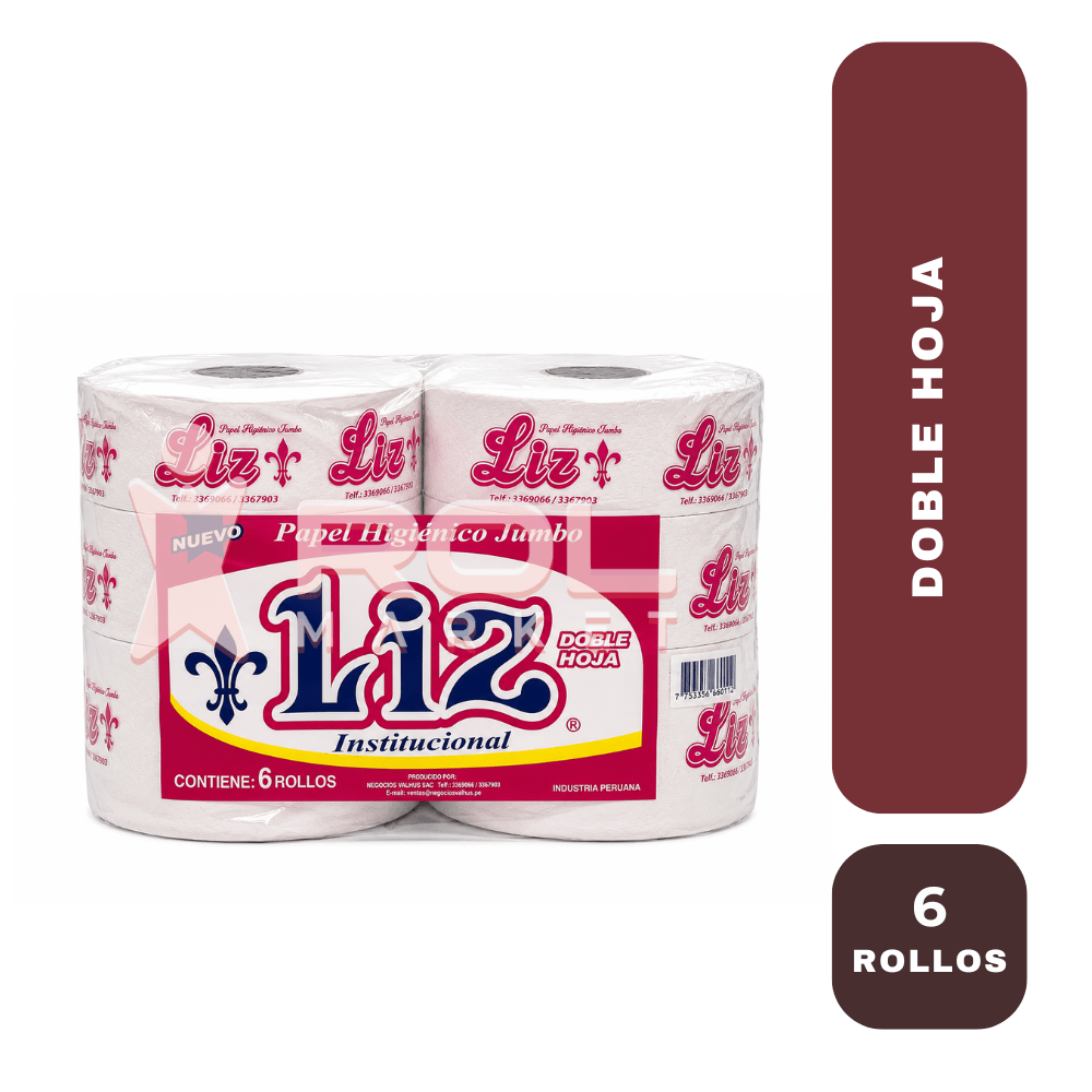 Liz papel institucional jumbo (doble hoja)  x 6 rollos