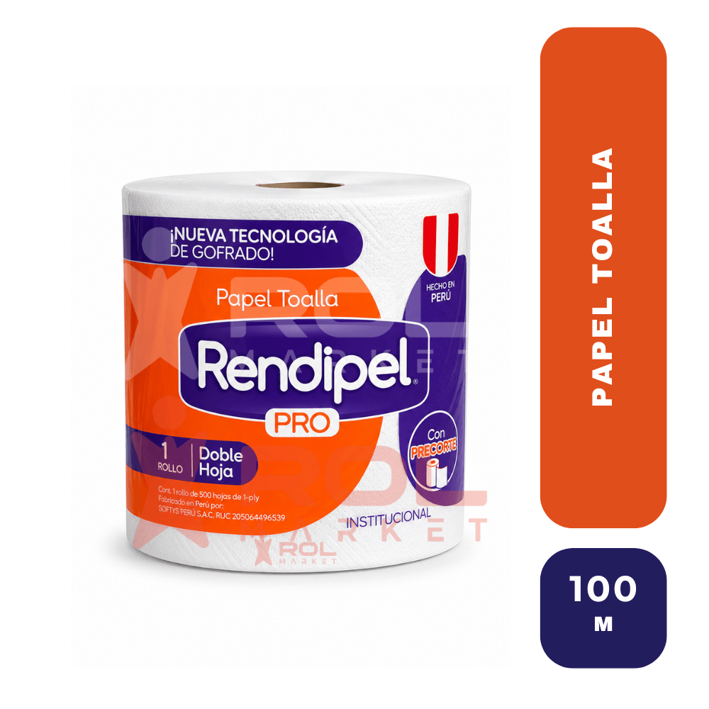 Rendipel papel toalla institucional 100 M - 500 hojas