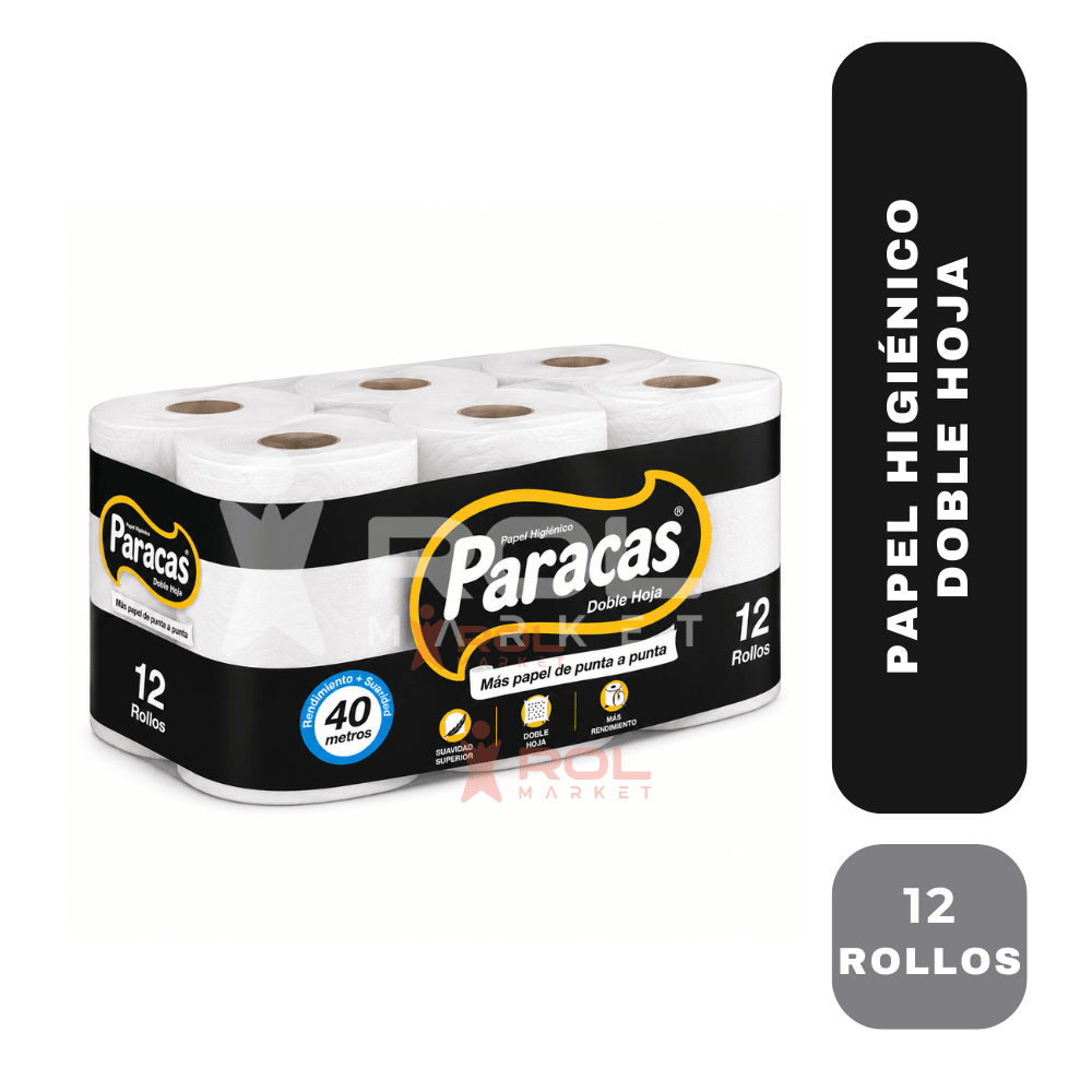 Paracas negro paracas higiénico x 12 rollos (40m)