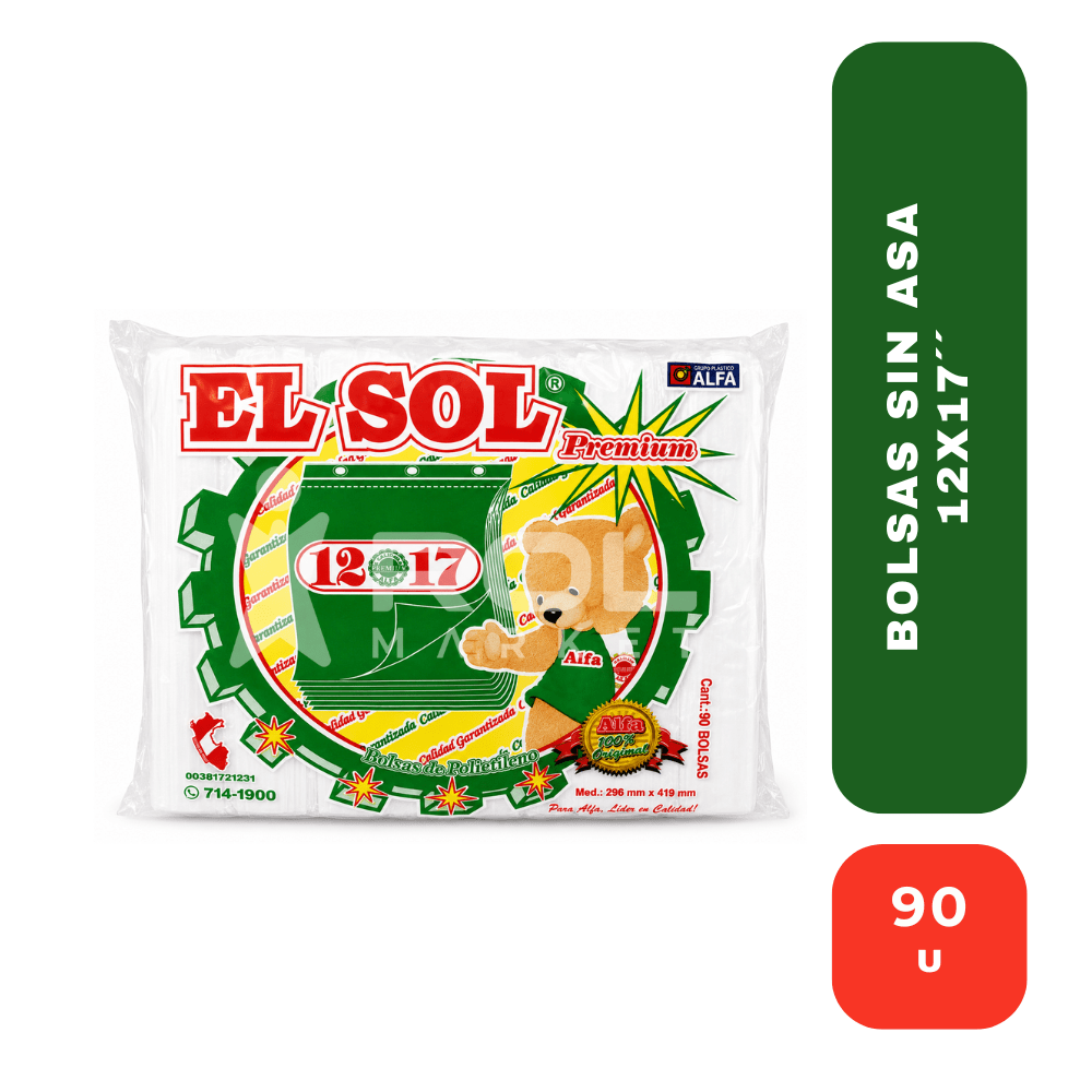El sol Alfa Bolsas 12 x 17